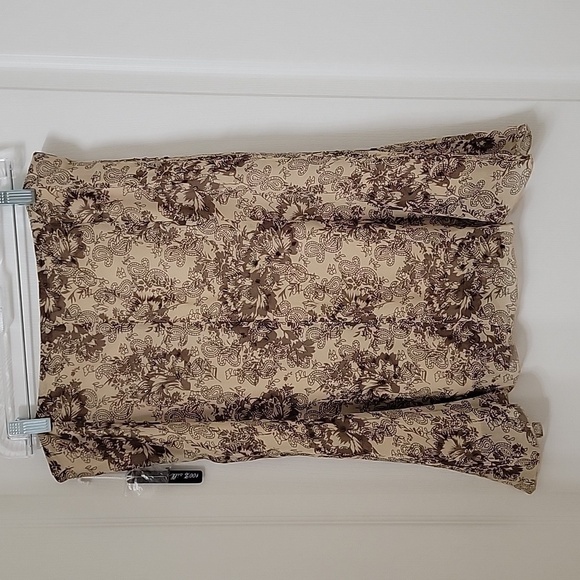 mac & jac 100% Silk, Size 8 Flared Beaded Skirt, NEW with Tags.  Brown / Tan - Picture 3 of 12